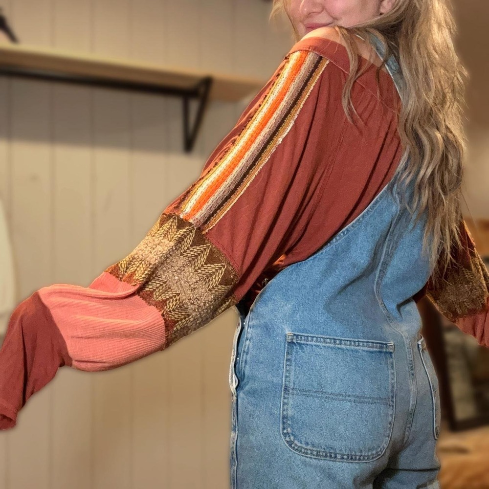 Boho POL long sleeve with layered/textured detailing eclectic fall feel